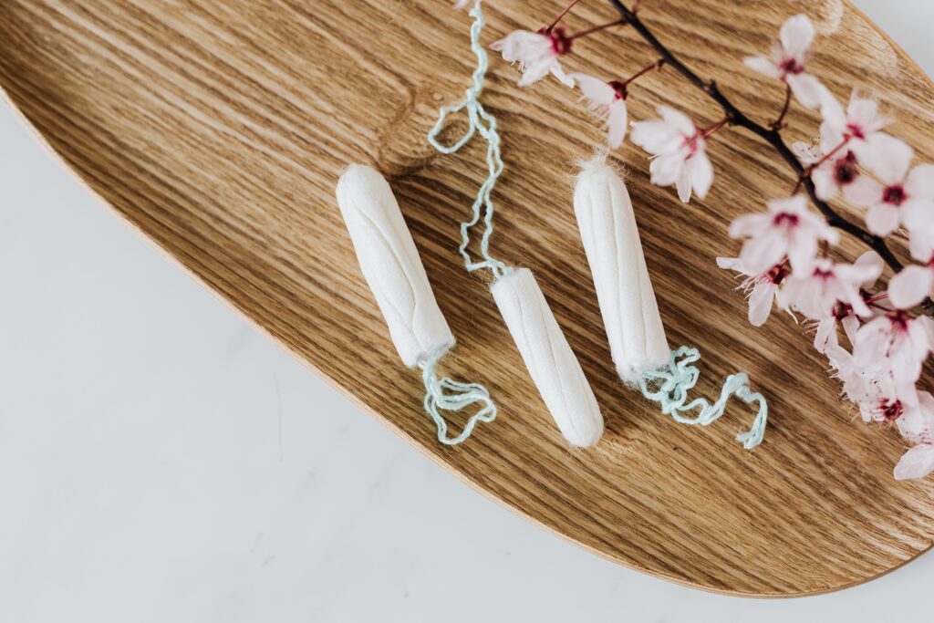 tampon display on decorative background