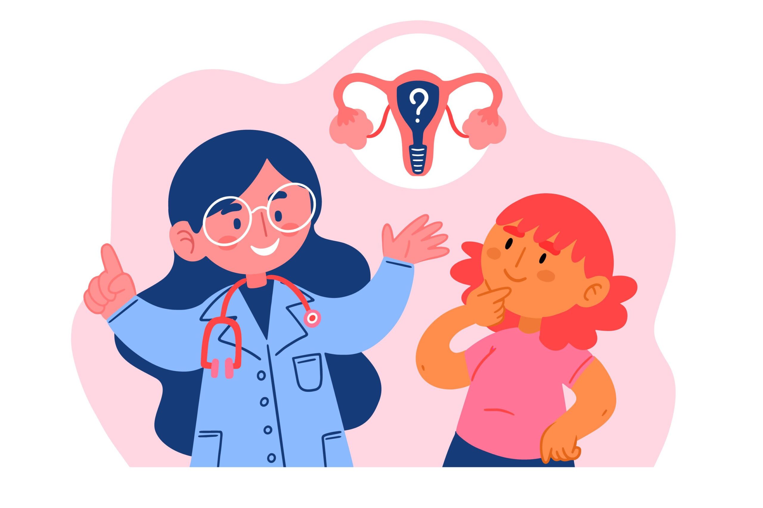 Teacher teaches the young girl about menstruation