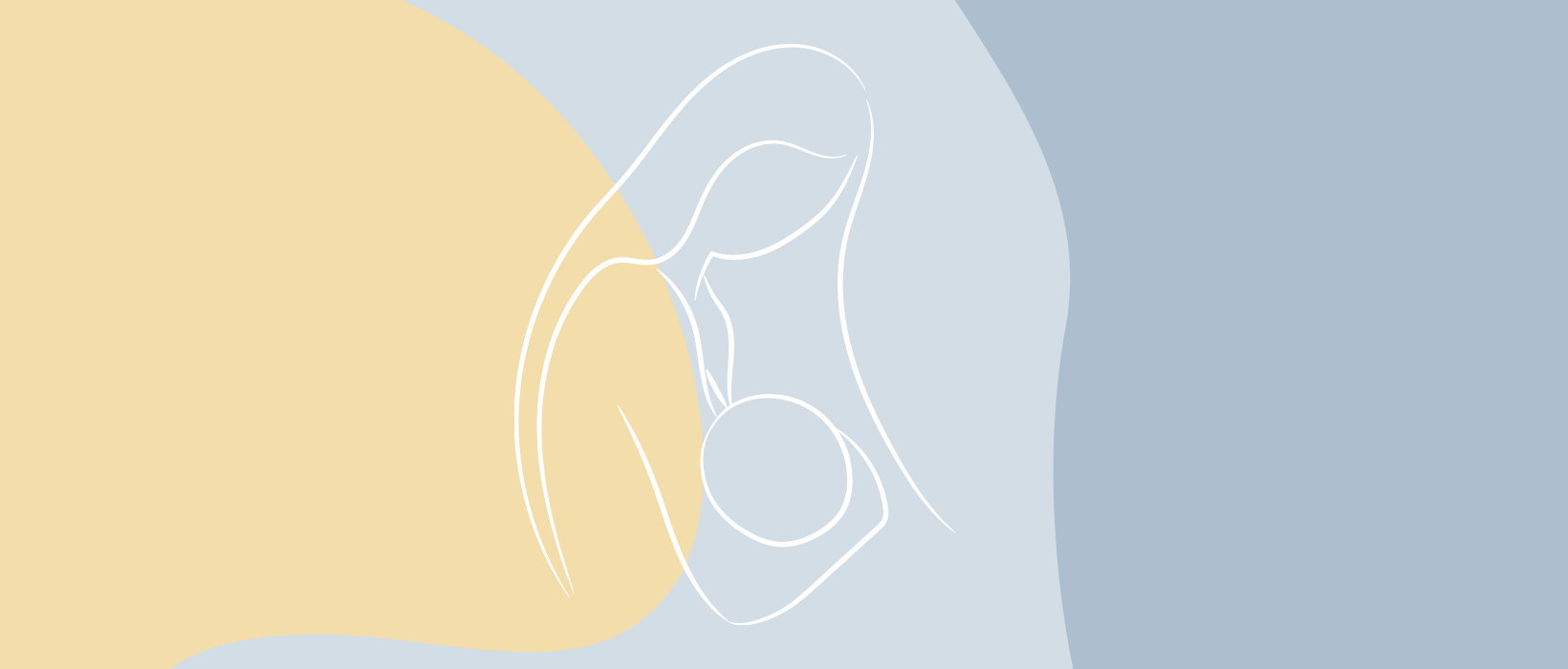 line drawing of mother holding baby breastfeeding