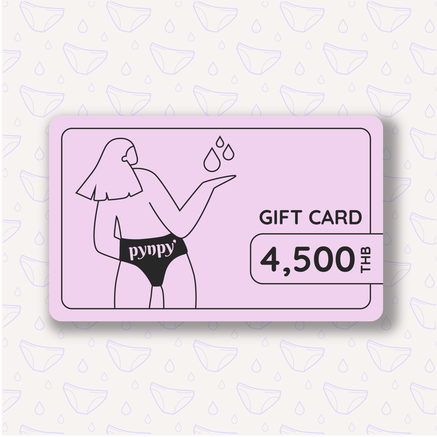 Pynpy' Gift card, size label detail