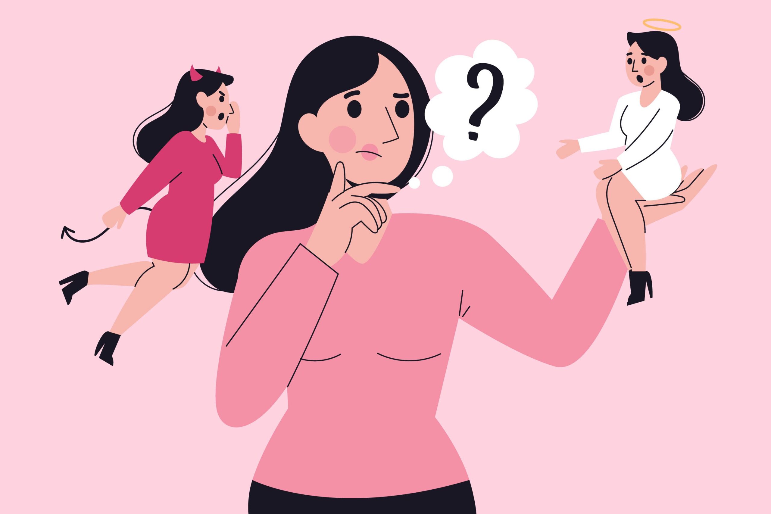 Woman choosing between Angle and Demon