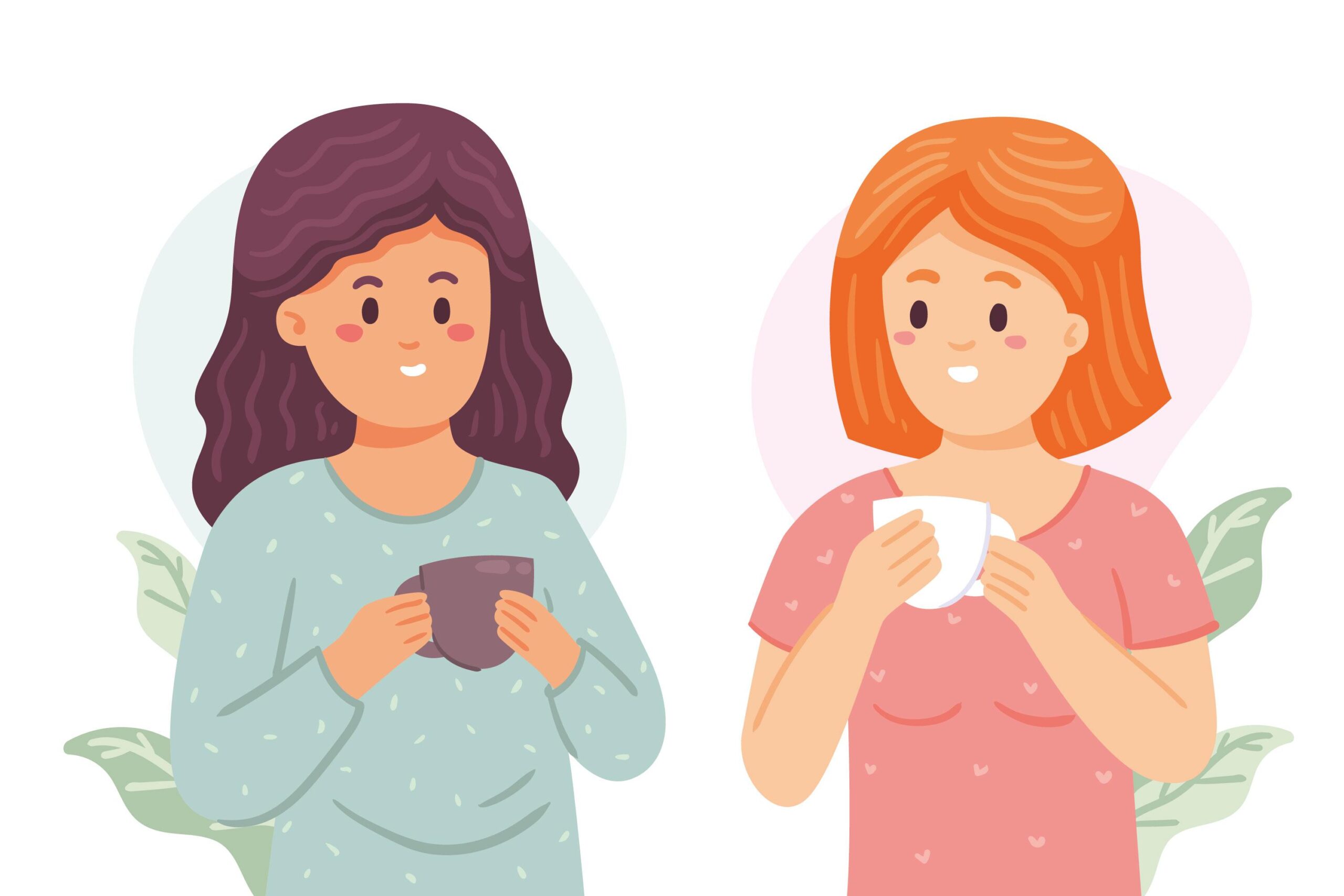 Women drinking warm tea