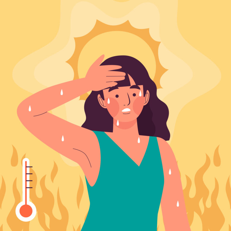 Woman with hot flashes symptoms