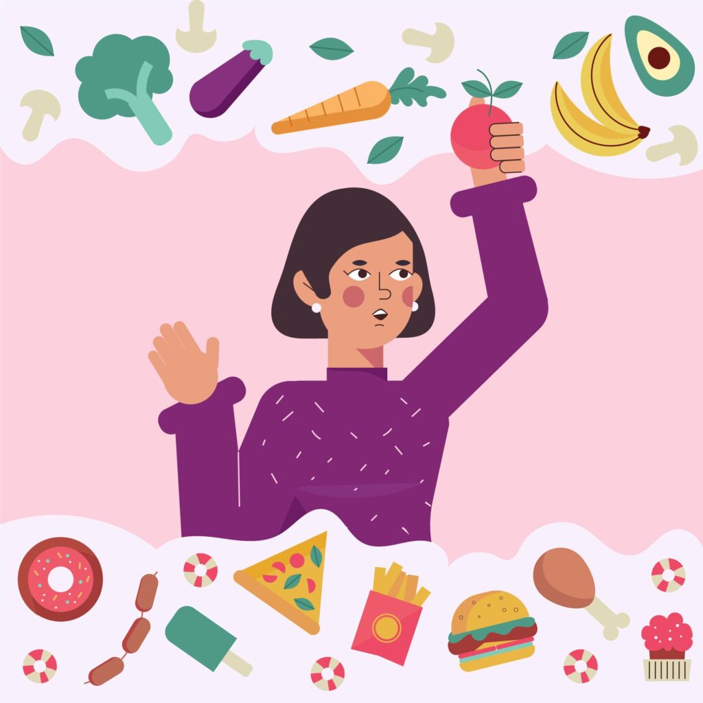 girl choosing healthy food