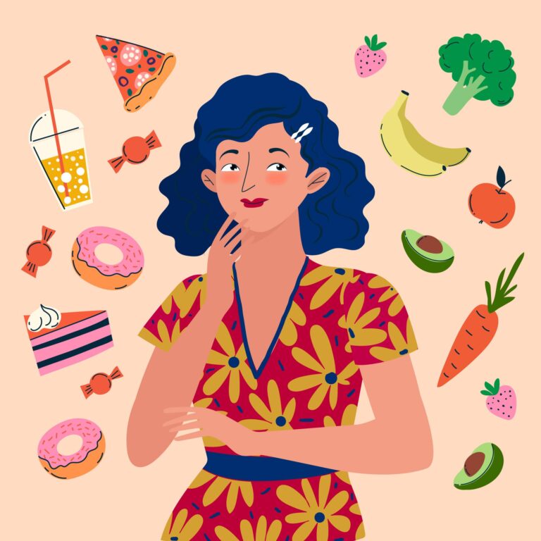 Woman choosing what to eat