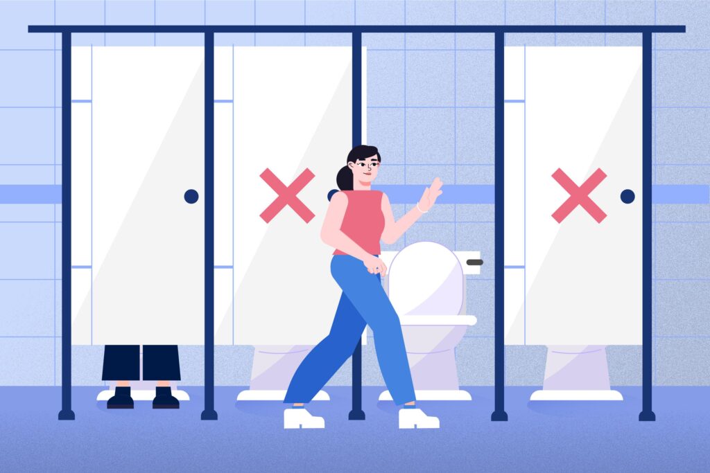 using toilet