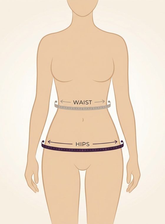 Illustration — hip & waist measure points