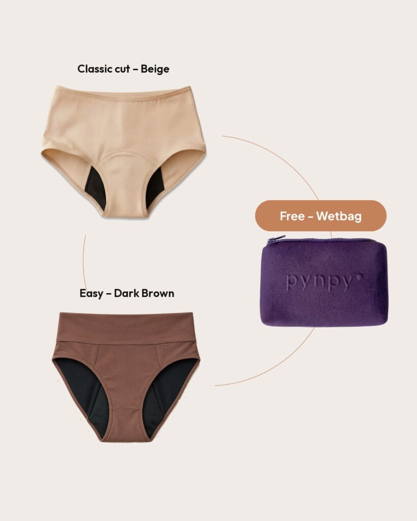 Period + Pee Set – Beige + Dark Brown